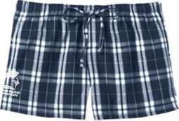 Juniors Flannel Plaid Boxer, Navy